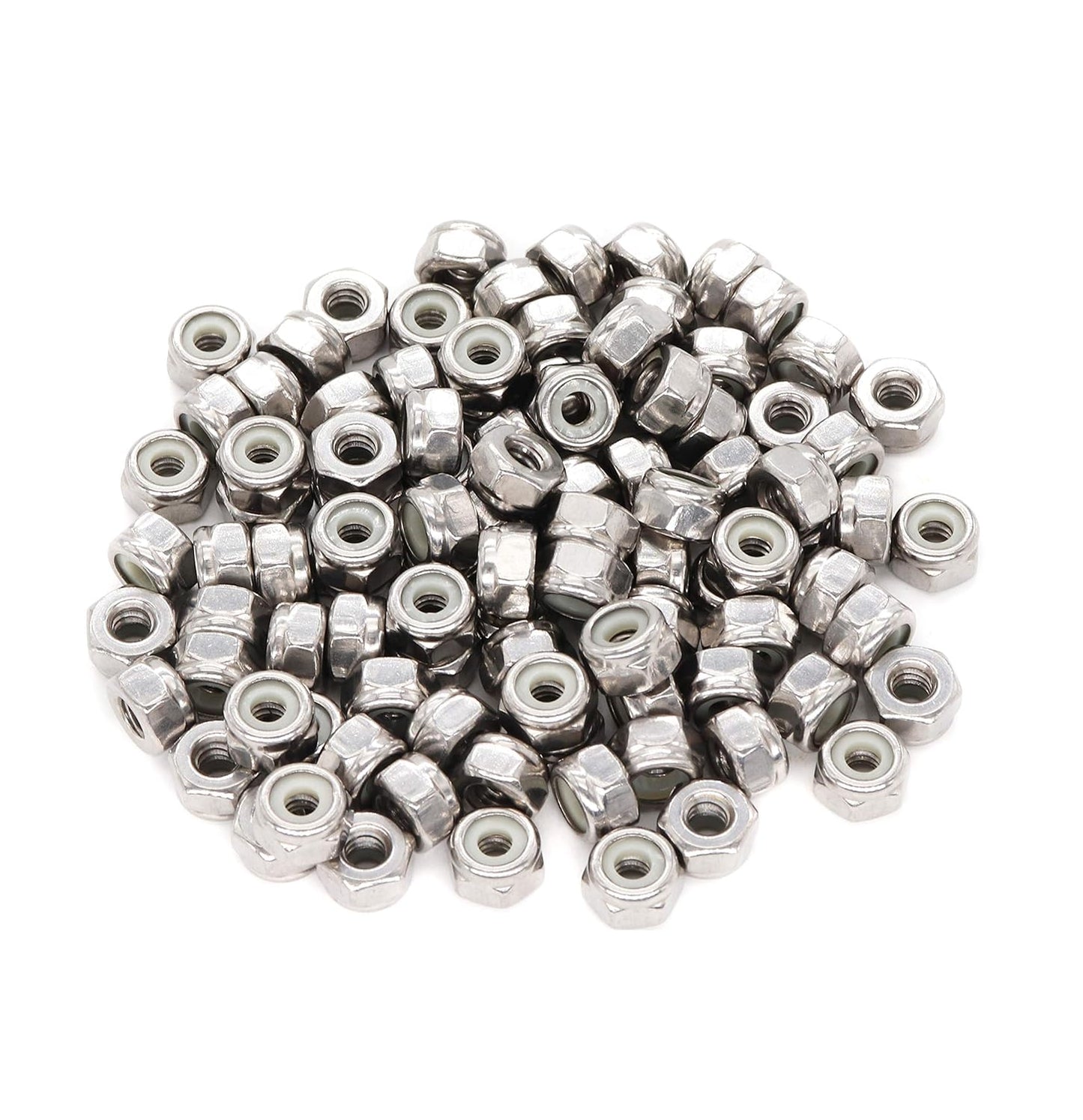 binifiMux 50pcs 1/4-20 Nylon Inserted Self Locking Nuts 304 Stainless Steel