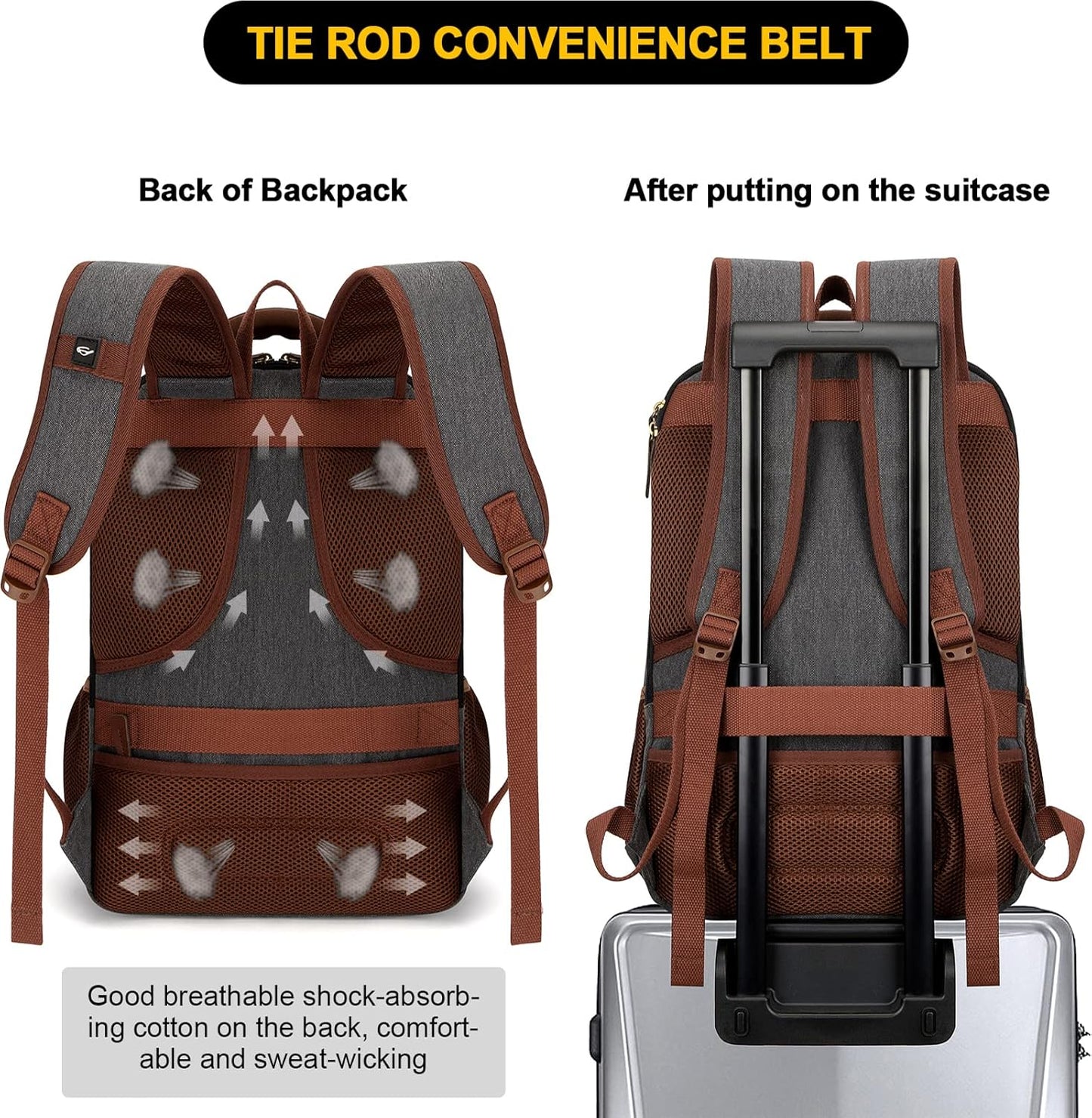 Tzowla Canvas Laptop Backpack Men,Bag for Women,School Travel College Work Rucksack Fits 15.6 Inch Laptop,Bookbag with USB Charging Port,Dark Grey