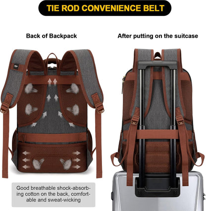 Tzowla Canvas Laptop Backpack Men,Bag for Women,School Travel College Work Rucksack Fits 15.6 Inch Laptop,Bookbag with USB Charging Port,Dark Grey