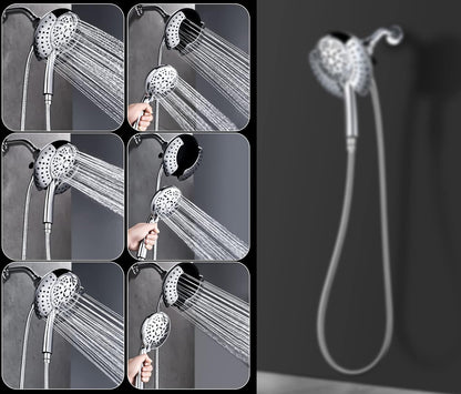 GRICH Shower Heads with Hand Held Spray: 9 Modes High Pressure Shower Head & Rain Shower Head, 2 in 1 Anti-Leak Shower Head with Hose, Height/Angle Adjustable, cUPC Certification Approved