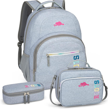 Roots Athletic 3-in-1 Matching Water Resistant Teen Backpack and Lunch Bag Set with Bonus Pencil Case - Made from 100% Recycled Fabrics - 34 litres, Blue Black Navy Camo, XL