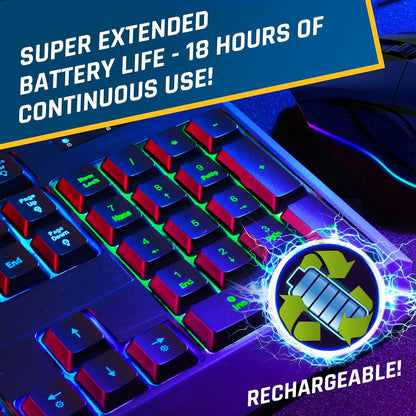 KLIM  Chroma Wireless Gaming Keyboard RGB New - Long-Lasting Rechargeable Battery - Quick and Quiet Typing - Water Resistant Backlit Wireless Keyboard for PC PS5 PS4 Mac - Black