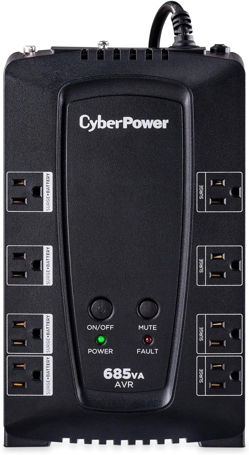 CyberPower CP685AVRG AVR UPS System, 685VA/390W, 8 Outlets, Compact