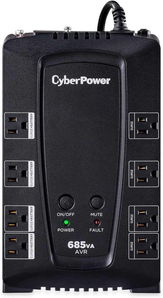 CyberPower CP685AVRG AVR UPS System, 685VA/390W, 8 Outlets, Compact