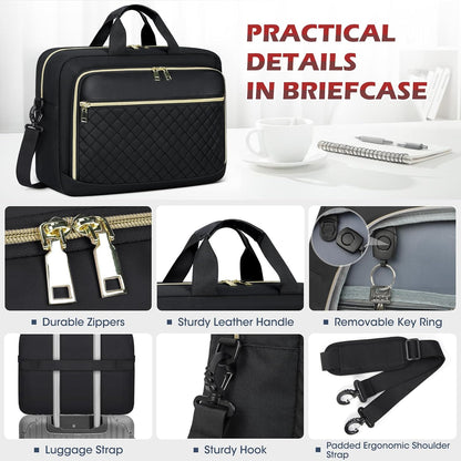 Laptop Bag 17 Inch Laptop Briefcase for Women Waterproof Computer Messenger Bag Professional Laptop Case for Business Work - PuriLite