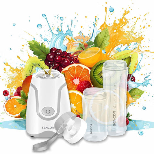 Sencor SBL2200WH 300W Smoothie Blender with 2 Impact Resistant BPA Free Bottles, White - PuriLite
