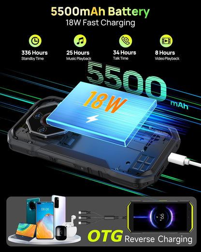 5G Rugged Phone, Ulefone Armor X32 Pro Unlocked Smartphone, MTK Dimensity 6300, 16+256GB, 64MP/25MP Night Vision, Android 14, Widevine L1, 5G WiFi Hotspot, 5.65” 90Hz, 5500mAh, NFC/GPS - Black