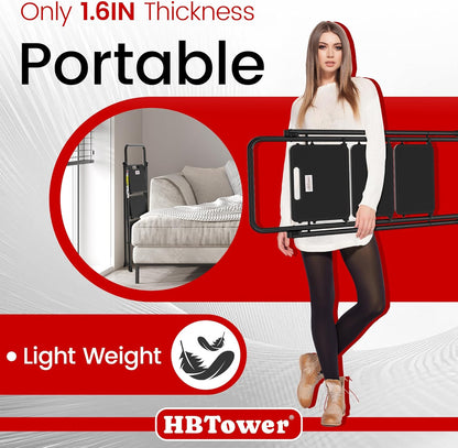 HBTower 3 Step Ladder, Folding Step Stool with Wide Anti-Slip Pedal, 500lbs Sturdy Steel Ladder, Convenient Handgrip, Lightweight, Portable Steel Step Stool, Black