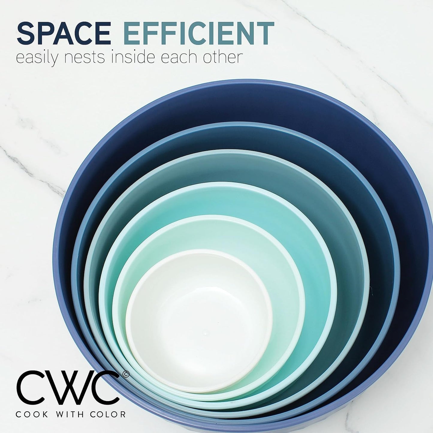 COOK WITH COLOR Prep Bowls with Lids- 8 Piece Nesting Plastic Small Mixing Bowl Set with Lids (Teal Ombre)