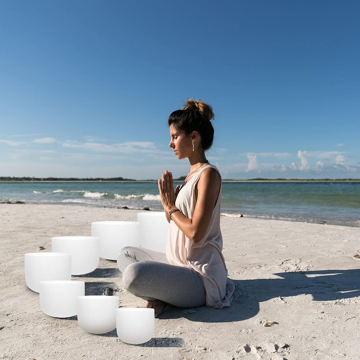 TOPFUND F Note Crystal Singing Bowl Heart Chakra 8 inch with Heavy Duty Carrying Case and Suede Striker