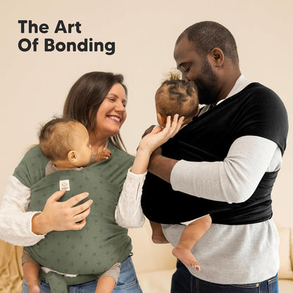 KeaBabies Baby Wrap Carrier - All in 1 Original Baby Carrier Newborn To Toddler Sling, Easy to Wear, Hands Free Bonding, Lightweight, Breathable Infant Wraps (Trendy Black)