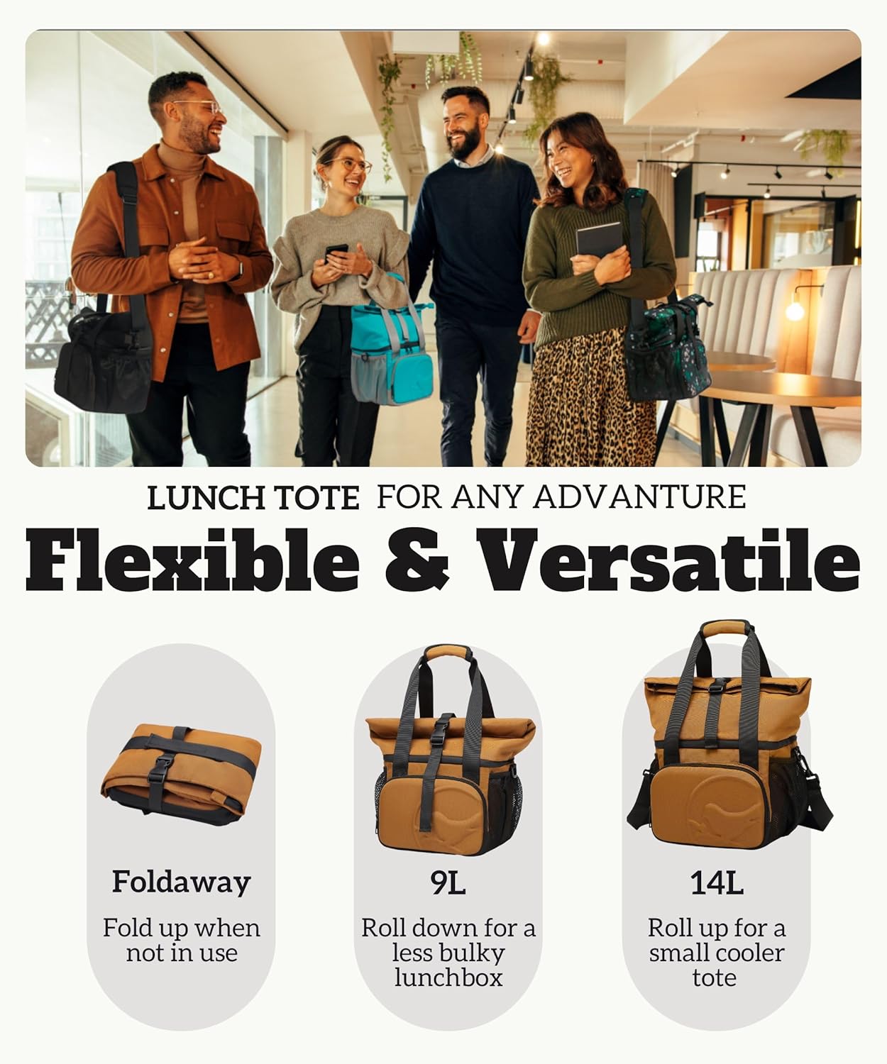 SUNNY BIRD Dual Compartment Lunch Bag Insulated Lunch Box for Women and Men (Green with Boho Strap)