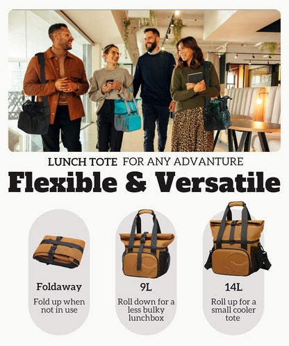 SUNNY BIRD Dual Compartment Lunch Bag Insulated Lunch Box for Women and Men (Green with Boho Strap)