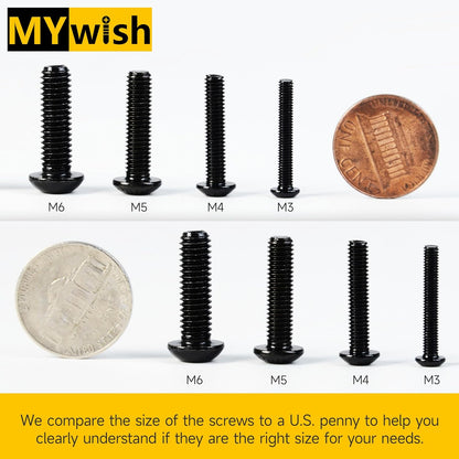 Mywish 900Pcs Metric Screw Assortment, M3 M4 M5 M6 Screw Assortment Kit 304 Stainless Steel Hex Socket Button Head Socket Cap Metric Screws Bolts & Flat Washers/Nuts/Hex Wrenches 16 Sizes 8MM to 20MM