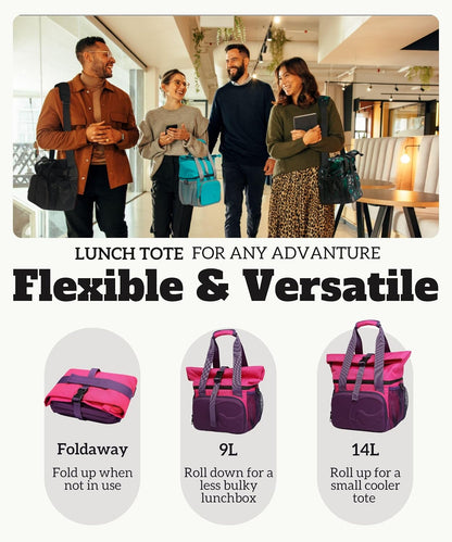 SUNNY BIRD Dual Compartment Lunch Bag Insulated Lunch Box for Women and Men (Green with Boho Strap)