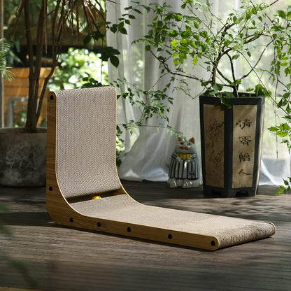 FUKUMARU Cat Scratcher, 26.8 Inch L Shaped Cat Scratch Pad for Indoor Cats | Vertical Cat Scratching Board with Ball Cat Toy, Cardboard Cat Scratcher for Wall Sofa Couch, Kitten Scratching Post, Large