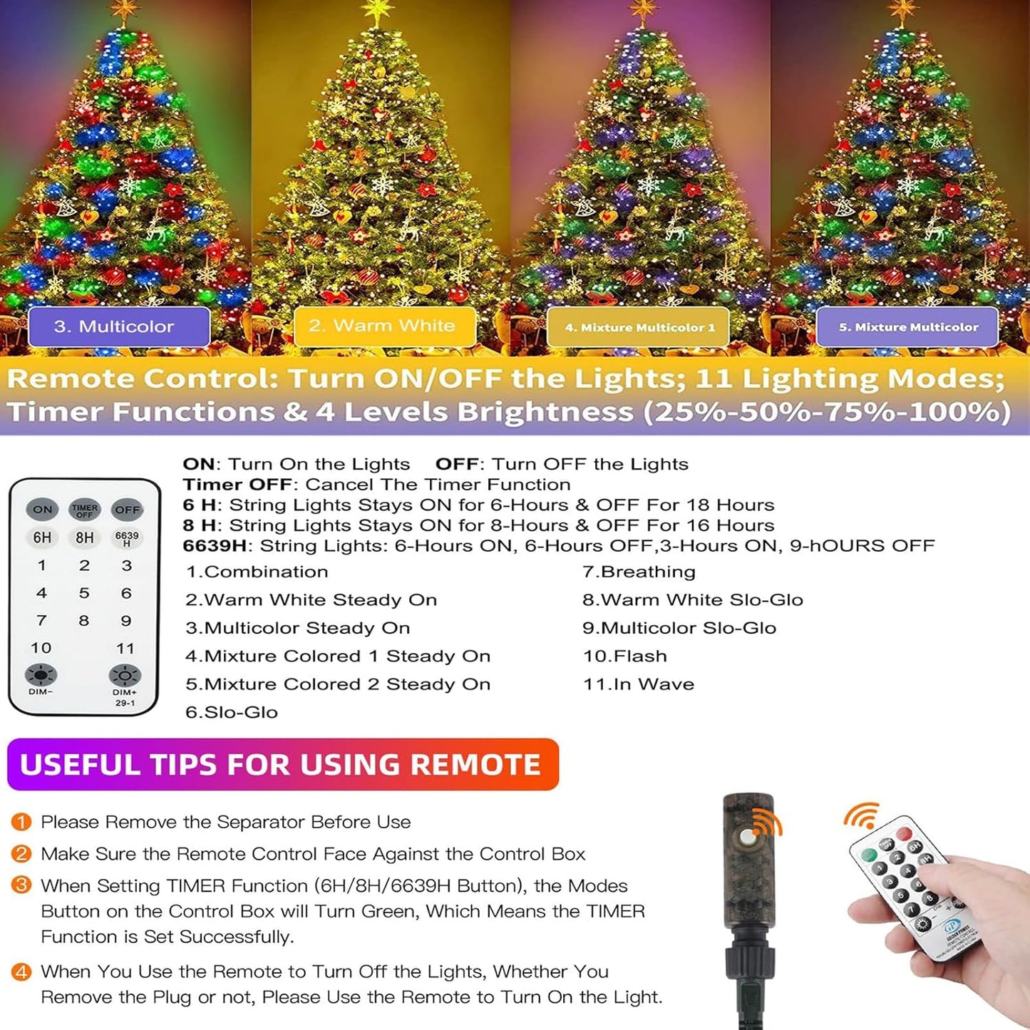 Tcamp 105FT 300 LED Purple Orange Halloween Decorations Lights Motion Activated Sync with 4 Scary Music, 6 Modes Halloween String Lights for Party Yard Outdoor Indoor Decor (3 Sets Connectable)