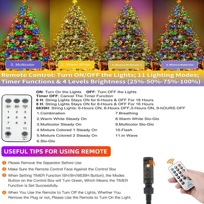 Tcamp 105FT 300 LED Purple Orange Halloween Decorations Lights Motion Activated Sync with 4 Scary Music, 6 Modes Halloween String Lights for Party Yard Outdoor Indoor Decor (3 Sets Connectable)