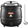 CLIVIA Soup Warmer, 11 Qt Soup Kettle Warmer Electric Commercial Food Kettle Warmer Coountertop with Hinged Lid & Detachable Stainless Steel Insert Pot for Restaurant/Buffet/Hotel/Family, Black