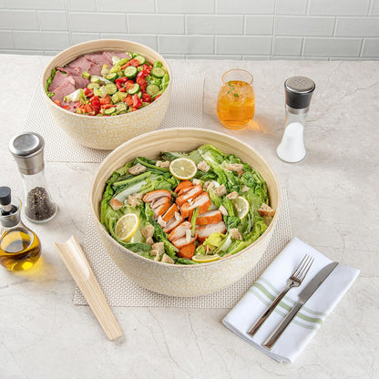 Restaurantware-Bambuddha 15 Ounce Small Salad Bowl, 1 Heavy-Duty Round Salad Bowl - Sustainable, Reusable, Black Bamboo Serving Dish, for Serving Salads, Fruits, and Appetizers