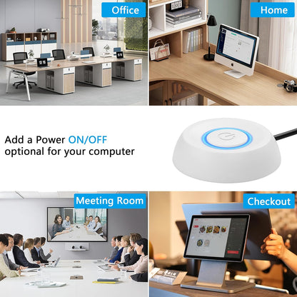SinLoon PC Power Switch, Desktop Computer, Power Switch, External Remote Start, 6.5 ft PC Motherboard, PC Power Button External, Extension Cable with LED Light (White)