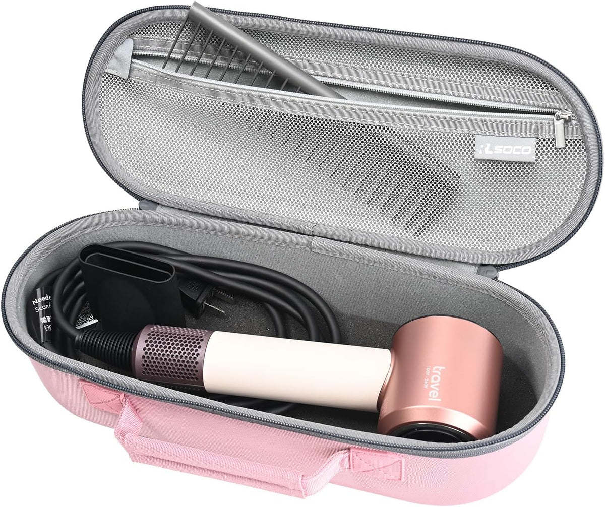 RLSOCO Case for Dyson Supersonic Travel Hair Dryer and Attachments - Pink