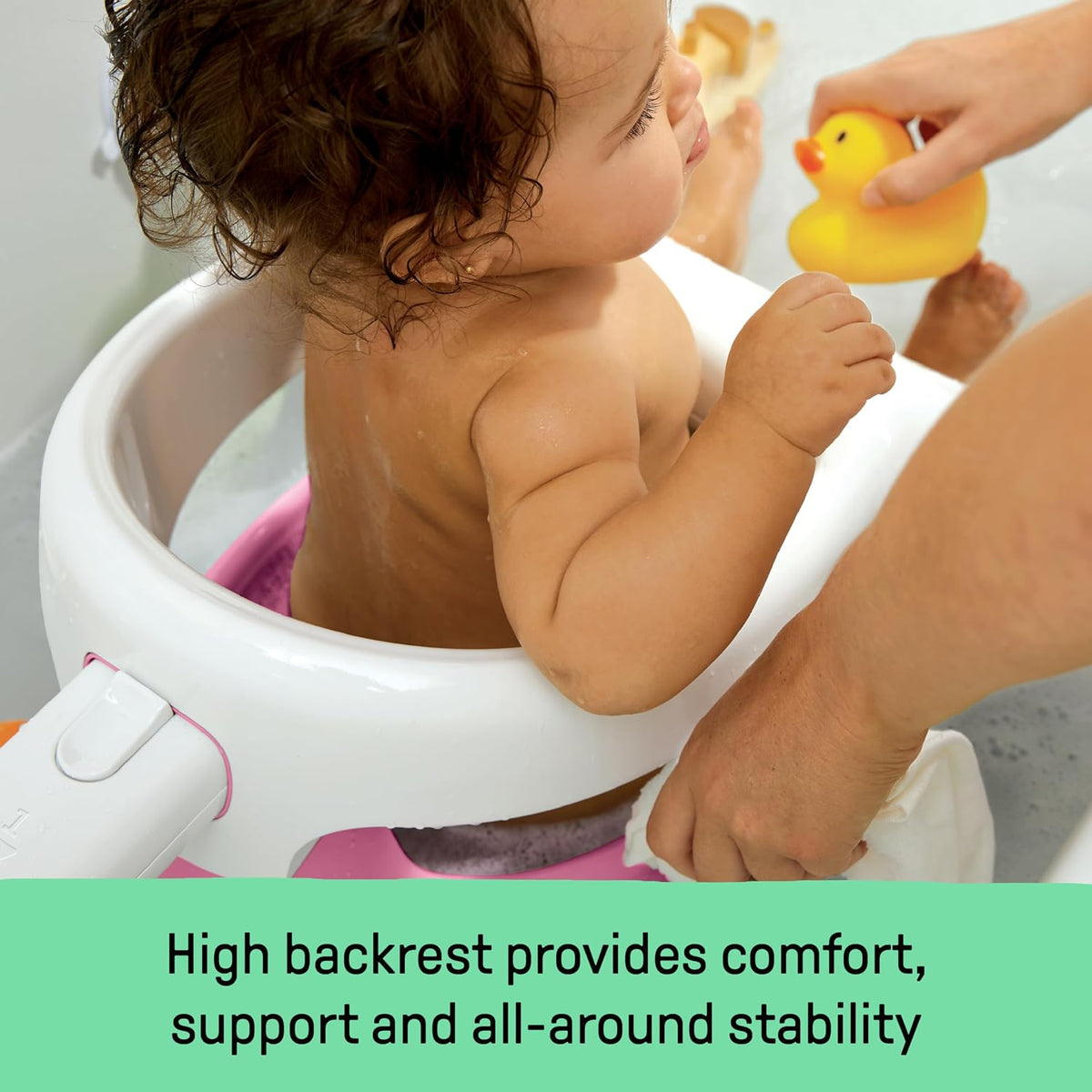 Summer Infant My Bath Seat for Sit-Up Baby Bathing, Sure & Secure Suction Cups, Backrest for Assisted Sitting, Easy Setup & Storage, Pink