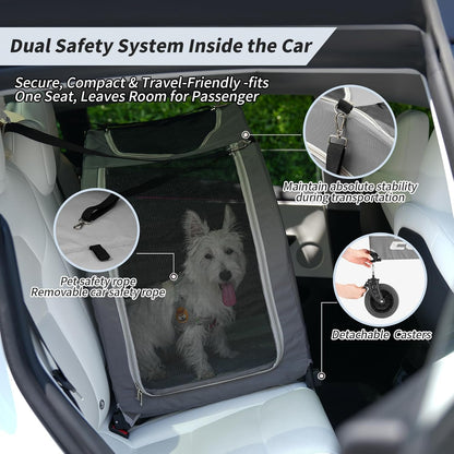 EchoSmile Dog Stroller for Small Medium Dogs Cats Up to 135 lbs, All-Terrain Pet Stroller with Dual Brakes, Car Safe Travel Puppy Carrier,Gray
