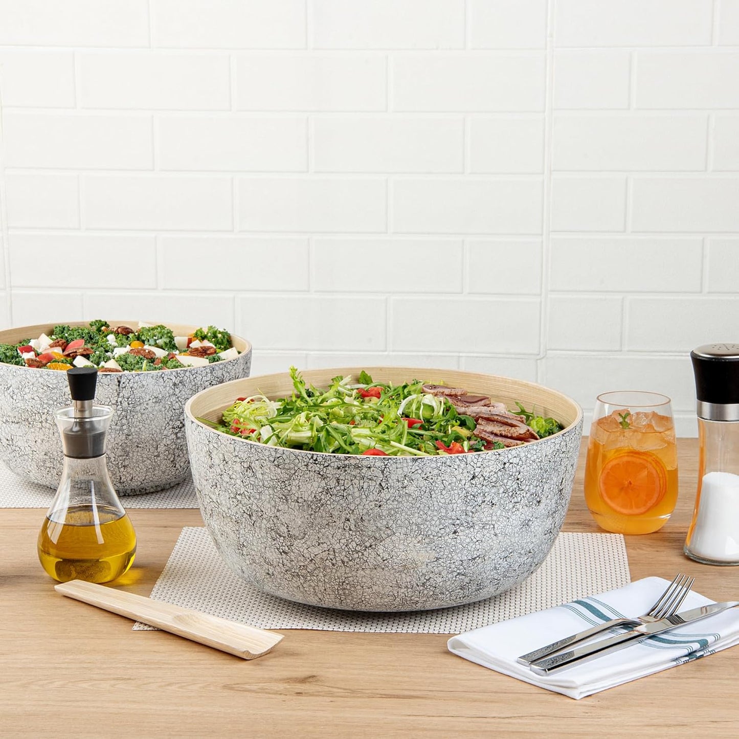 Restaurantware-Bambuddha 15 Ounce Small Salad Bowl, 1 Heavy-Duty Round Salad Bowl - Sustainable, Reusable, Black Bamboo Serving Dish, for Serving Salads, Fruits, and Appetizers