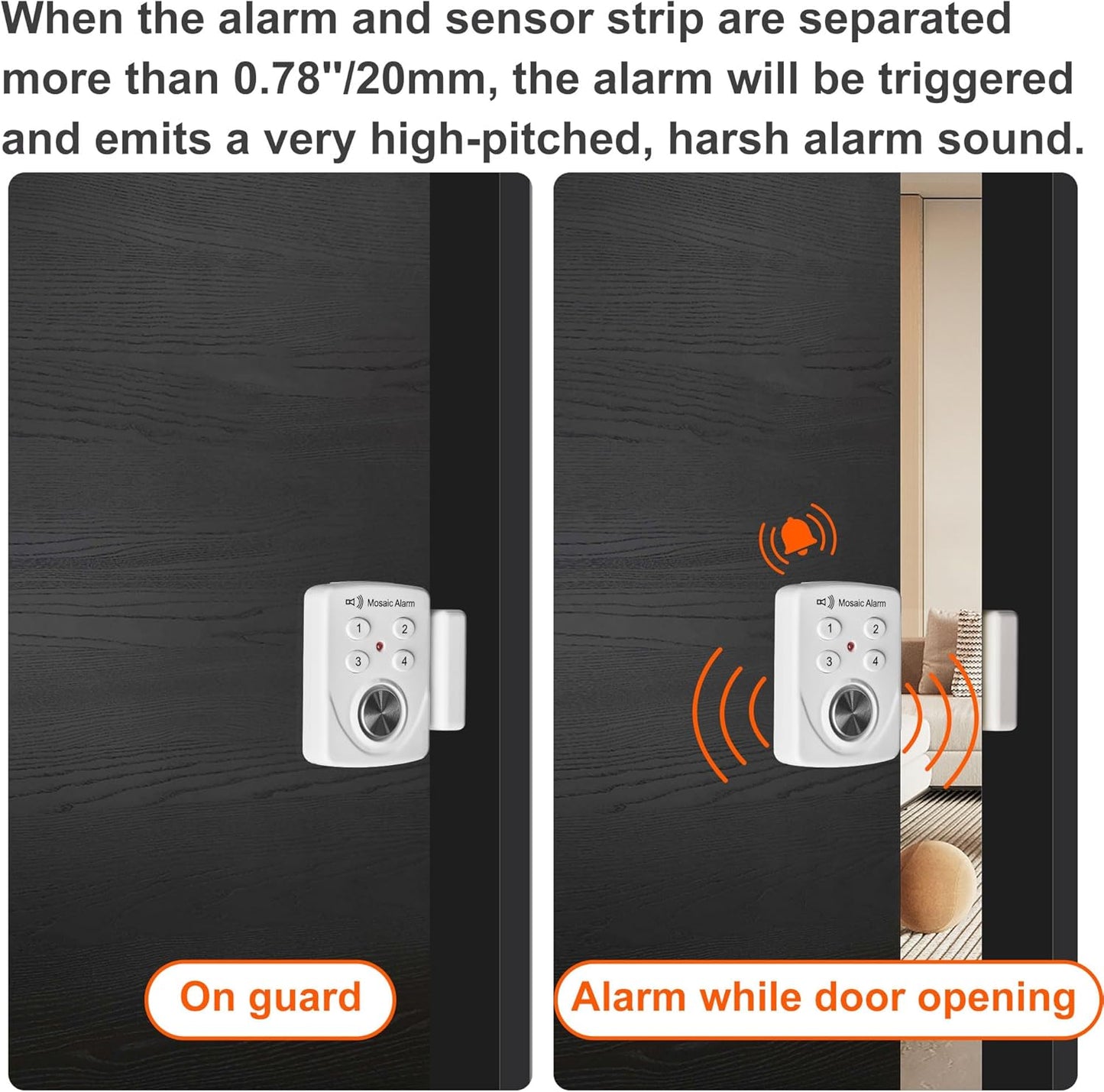 3 Pack Door Alarms with Delay When Left Open 130db Window Break Sliding Siren Vibration Detect Sensor for Home, Apartment Security. Keypad Intruder Burglar Entry Alert. Pool Alarm for Kids Safety