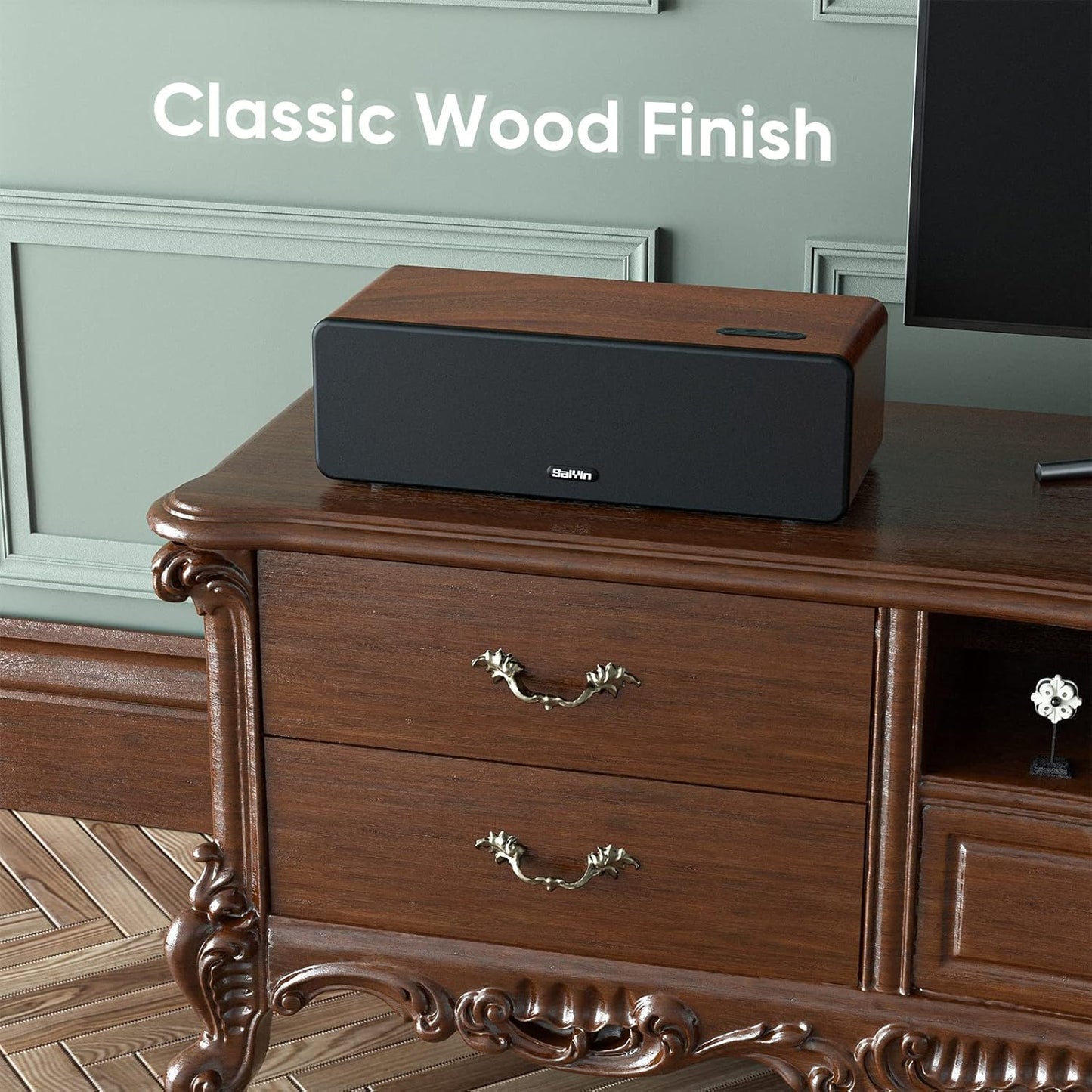 Saiyin Compact Sound Bar,40 Watts Small Soundbar for TV,Surround Sound System TV Sound Bar Speakers with Bluetooth/Optical/AUX Connection for PC/Gaming/Projectors,17inch