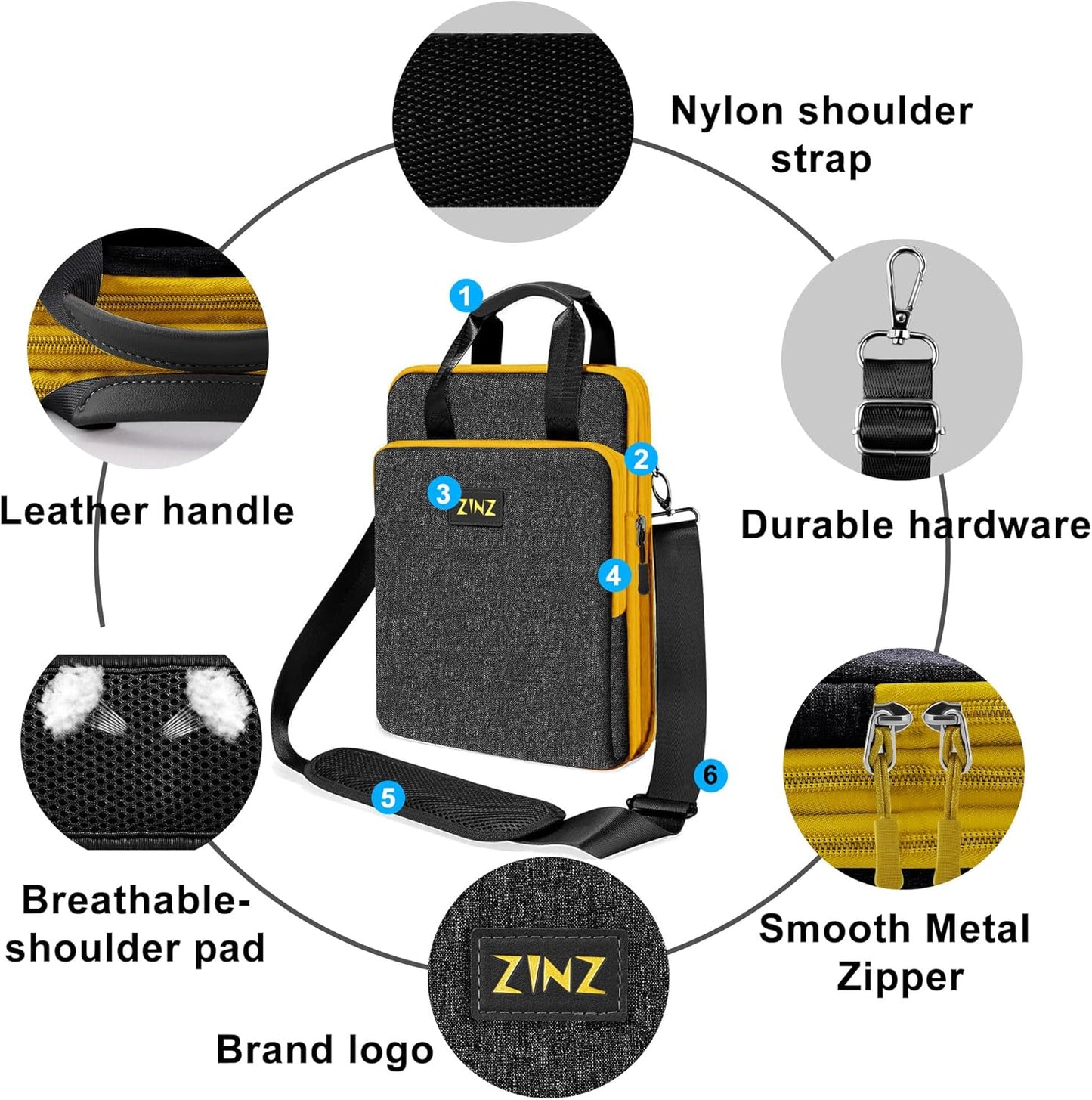 ZINZ Slim & Expandable Case 12.9 13 inch Travel Laptop Shoulder Bag for MacBook Air 13" M3/M2/M1, MacBook Pro 13" M2/M1, iPad Pro 12.9"/13"/11", iPad Air 13",L01G03 - PuriLite