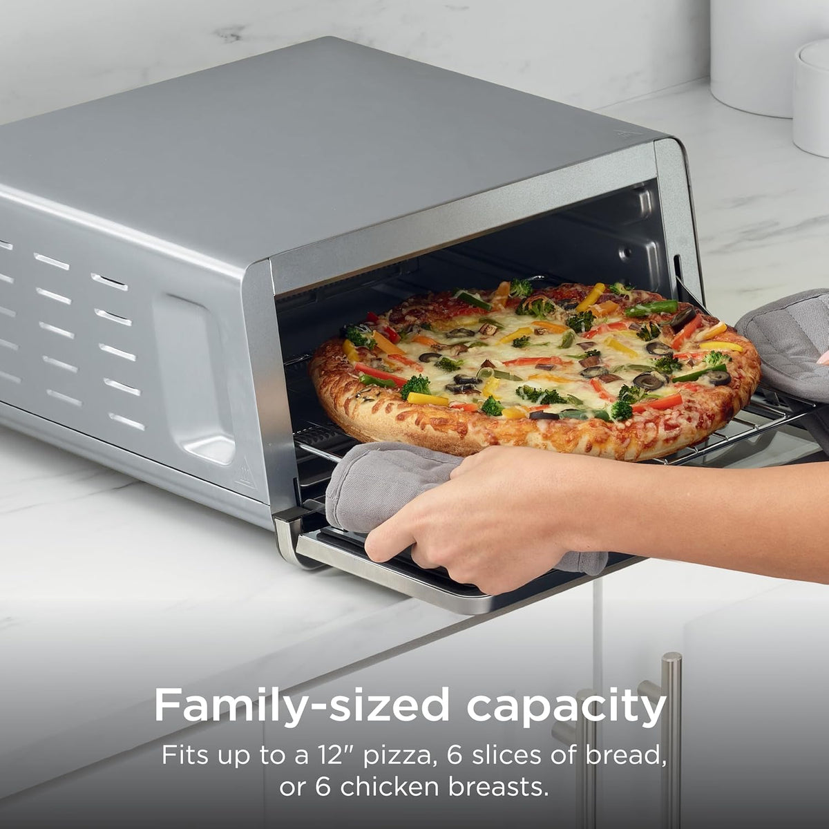 8-in-1 Flip Toaster Oven & Air Fryer | Stainless Steel Countertop Convection Oven