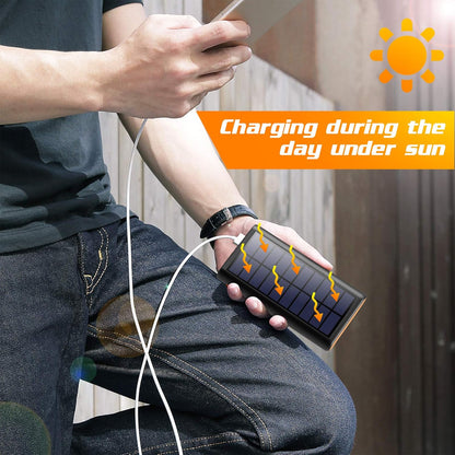 Solar Charger,26800mAh Solar Battery Power Bank Portable Panel Charger with LEDs and 2 USB Output Ports External Battery Pack for Camping Outdoor for Smartphone, Tablet and Android Cellphone