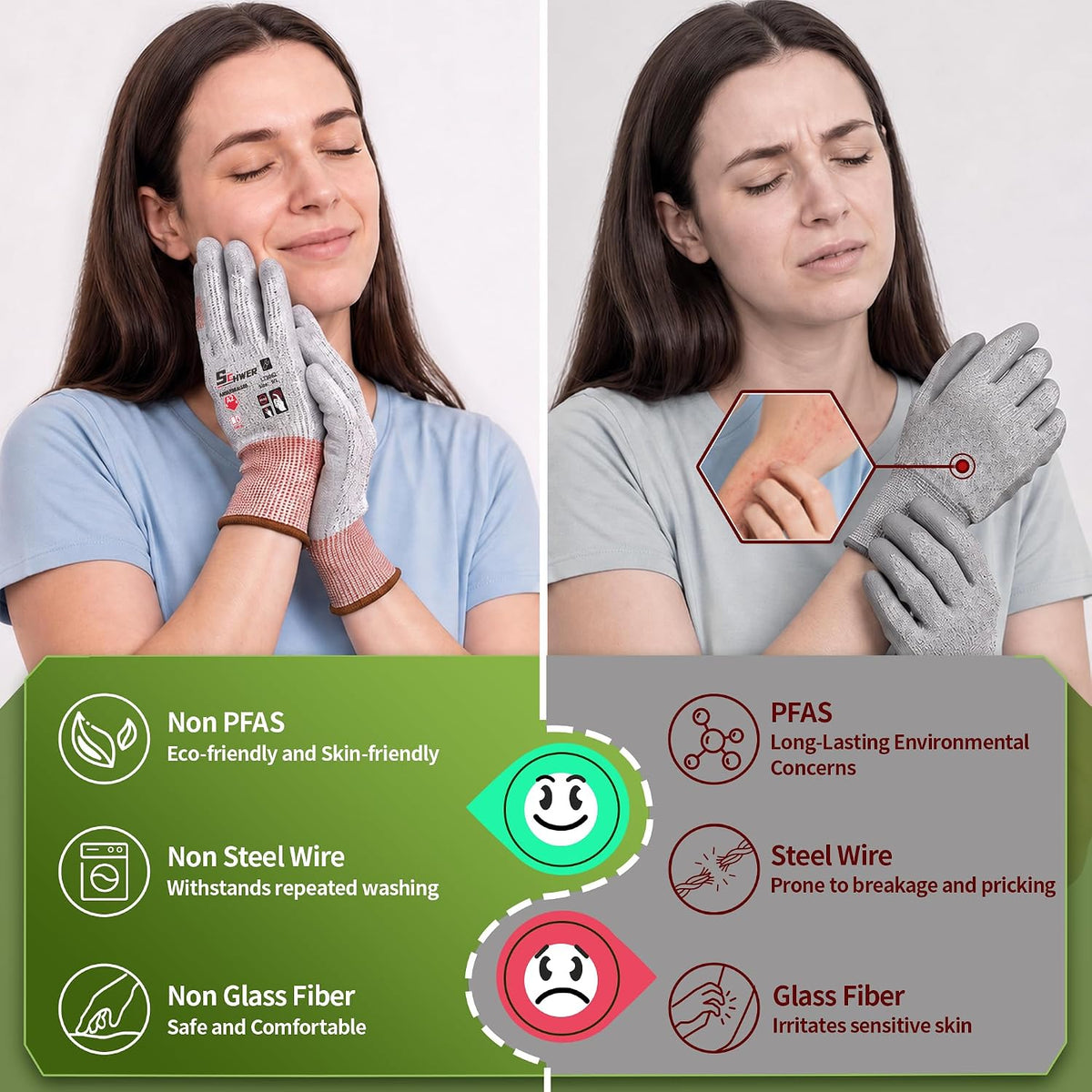 Schwer 12 Pairs A2 Cut Resistant Work Gloves, Ultra Durable, LT3062