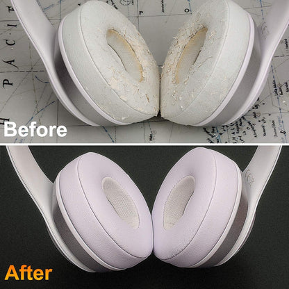 SoloWIT® Ear Pads Cushions Replacement, Earpads for Beats Solo 2 & Solo 3 Wireless On-Ear Headphones with Soft Protein Leather, Stronger Adhesive, Noise Isolation Memory Foam - Black
