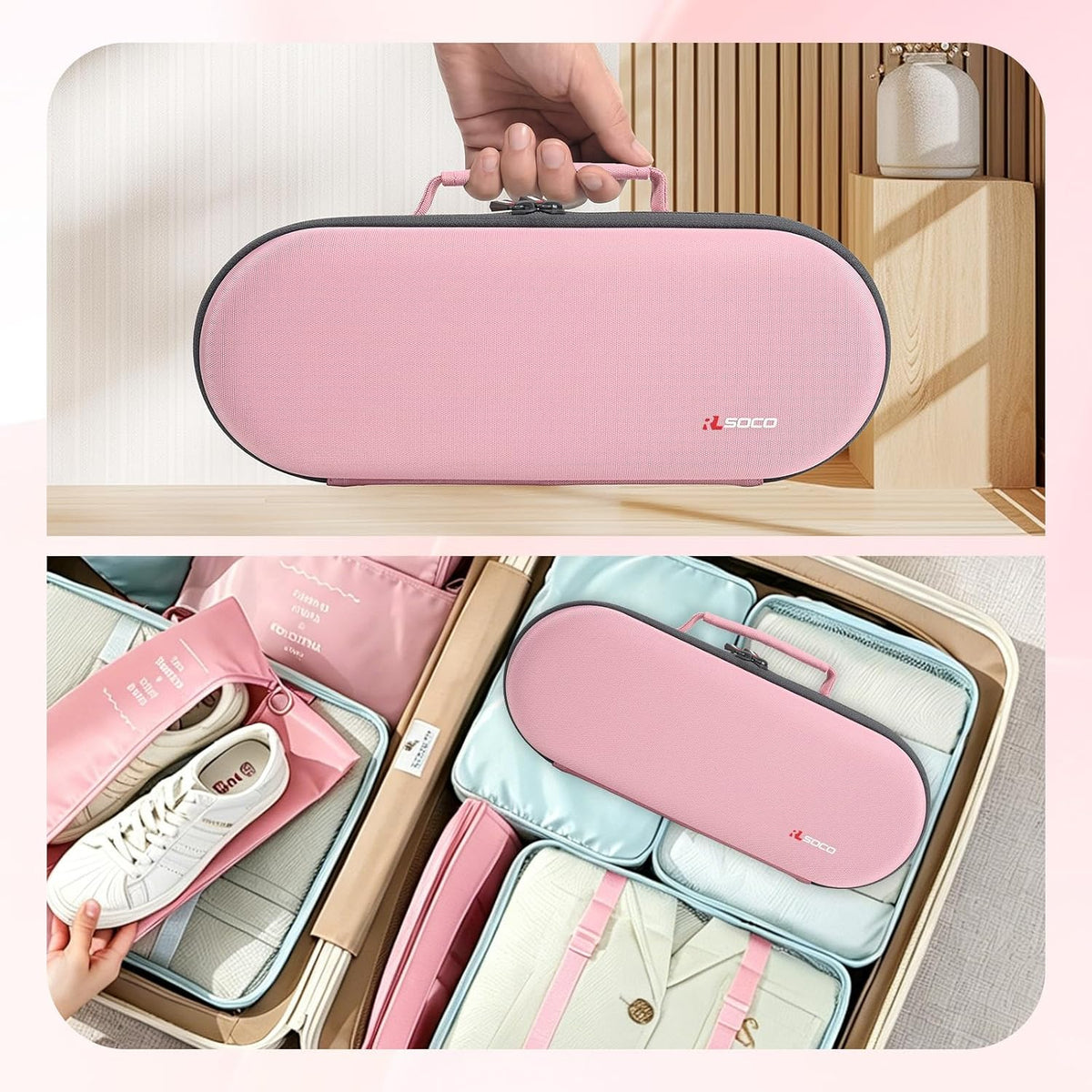 RLSOCO Case for Dyson Supersonic Travel Hair Dryer and Attachments - Pink