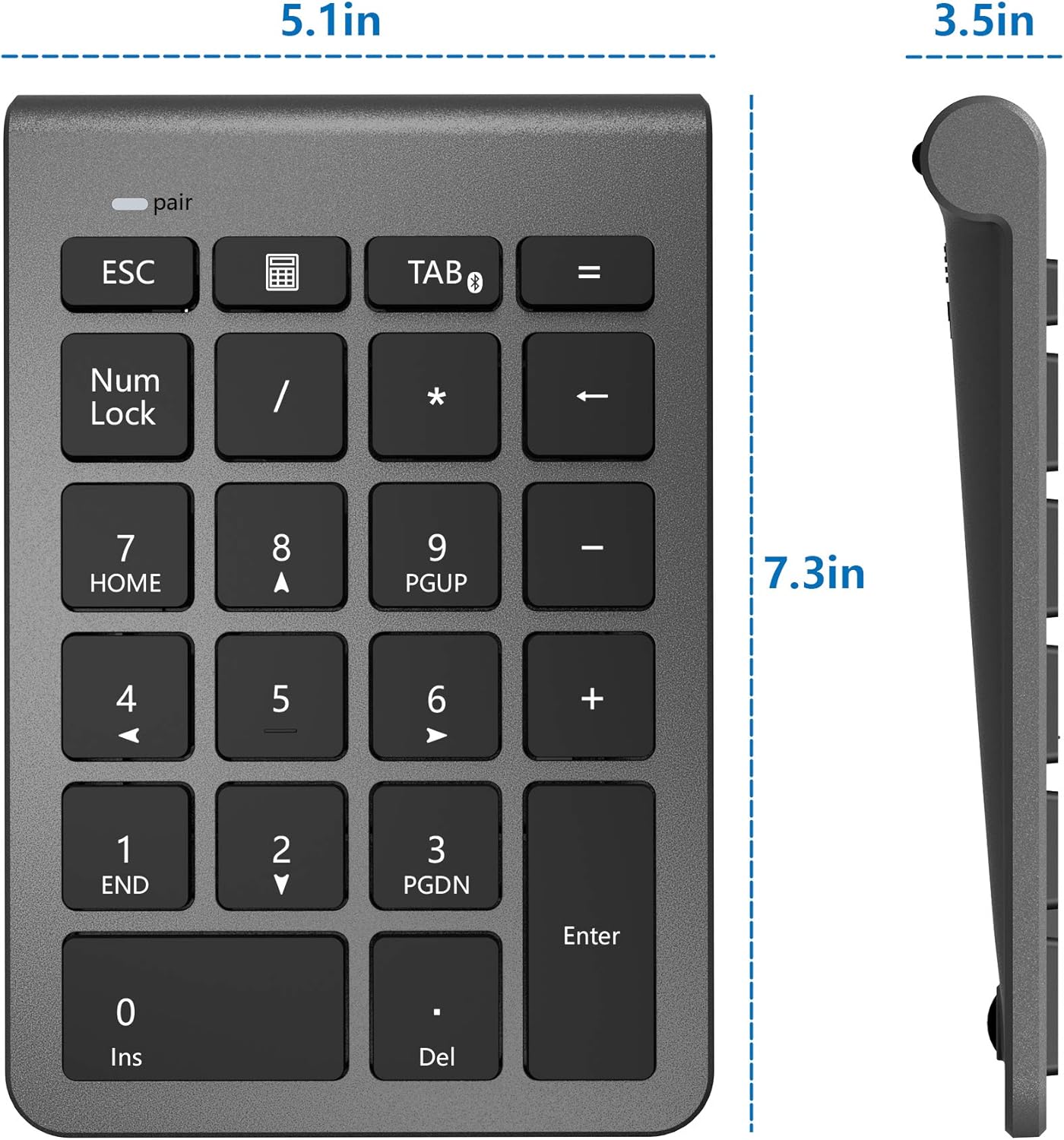 Cateck Bluetooth Numeric Keypad, Portable Wireless Bluetooth 22 Keys Number Pad Keyboard with Multiple Shortcuts for Computer/Notebook/Laptop/Desktop/Tablet, Cool Gray