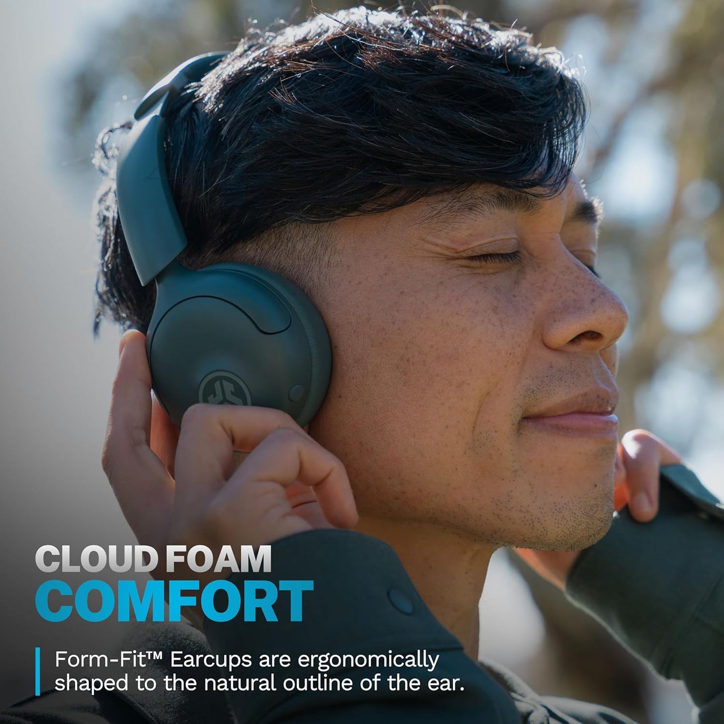 JLab Go Lux ANC Wireless Headphones, Cloud White, Hybrid Active Noise Cancelling, Premium On-Ear Bluetooth Headset, Customizable Sound, Be Aware Mode, Cloud Foam Comfort, Multipoint Connection