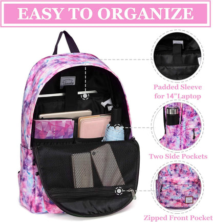 VASCHY Lightweight School Backpack for Women with Sleeve for 14" Laptop