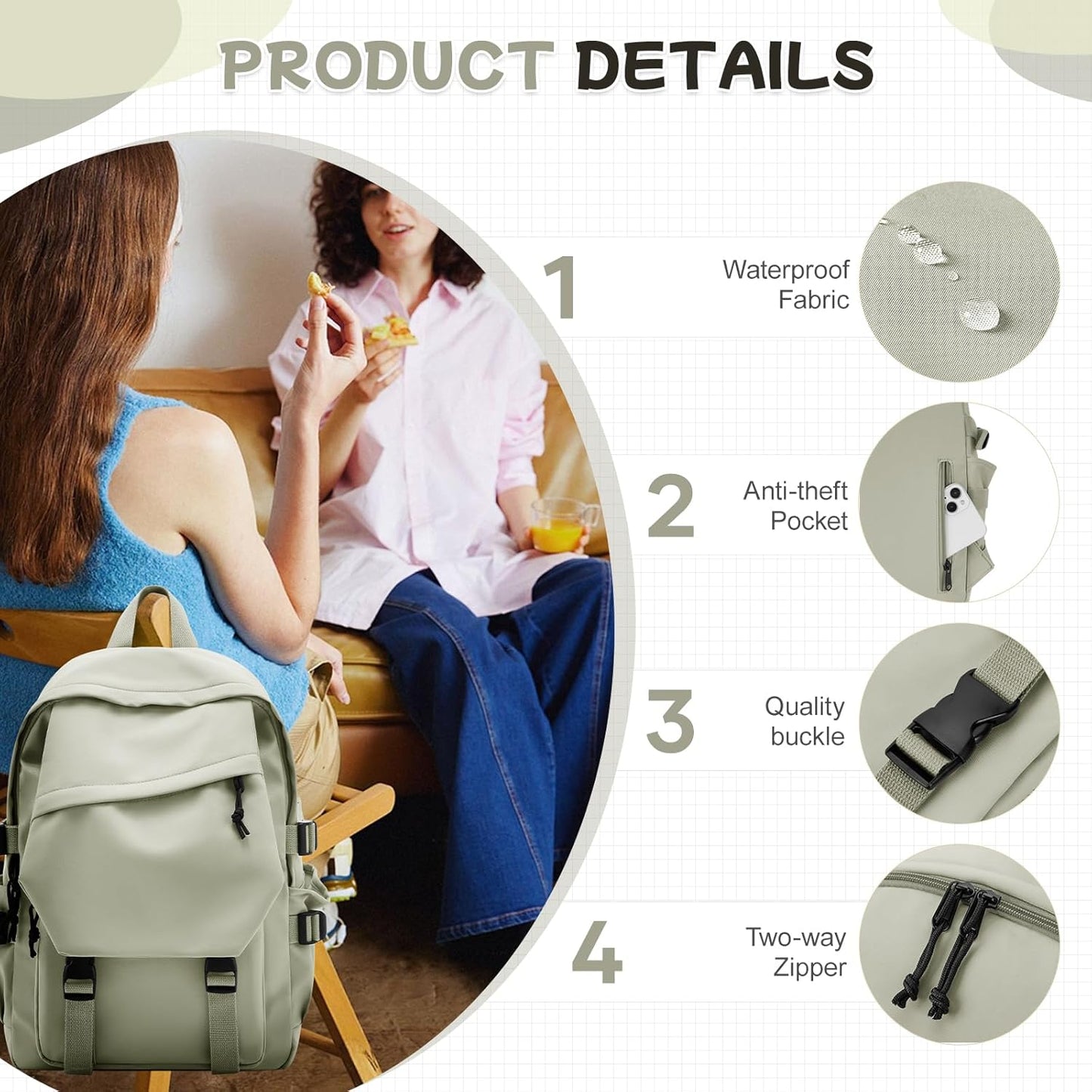 School Backpack for Women Men College High School Bags for Boys Girls Casual Daypack Laptop Backpack Waterproof Black Bookbag Travel Rucksack