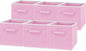 Foldable Fabric Cube Storage Bin Organizer Set, Collapsible Storage Boxes with Handles for Shelves, Closets and Home Organization (6 Pack, Pink) - PuriLite