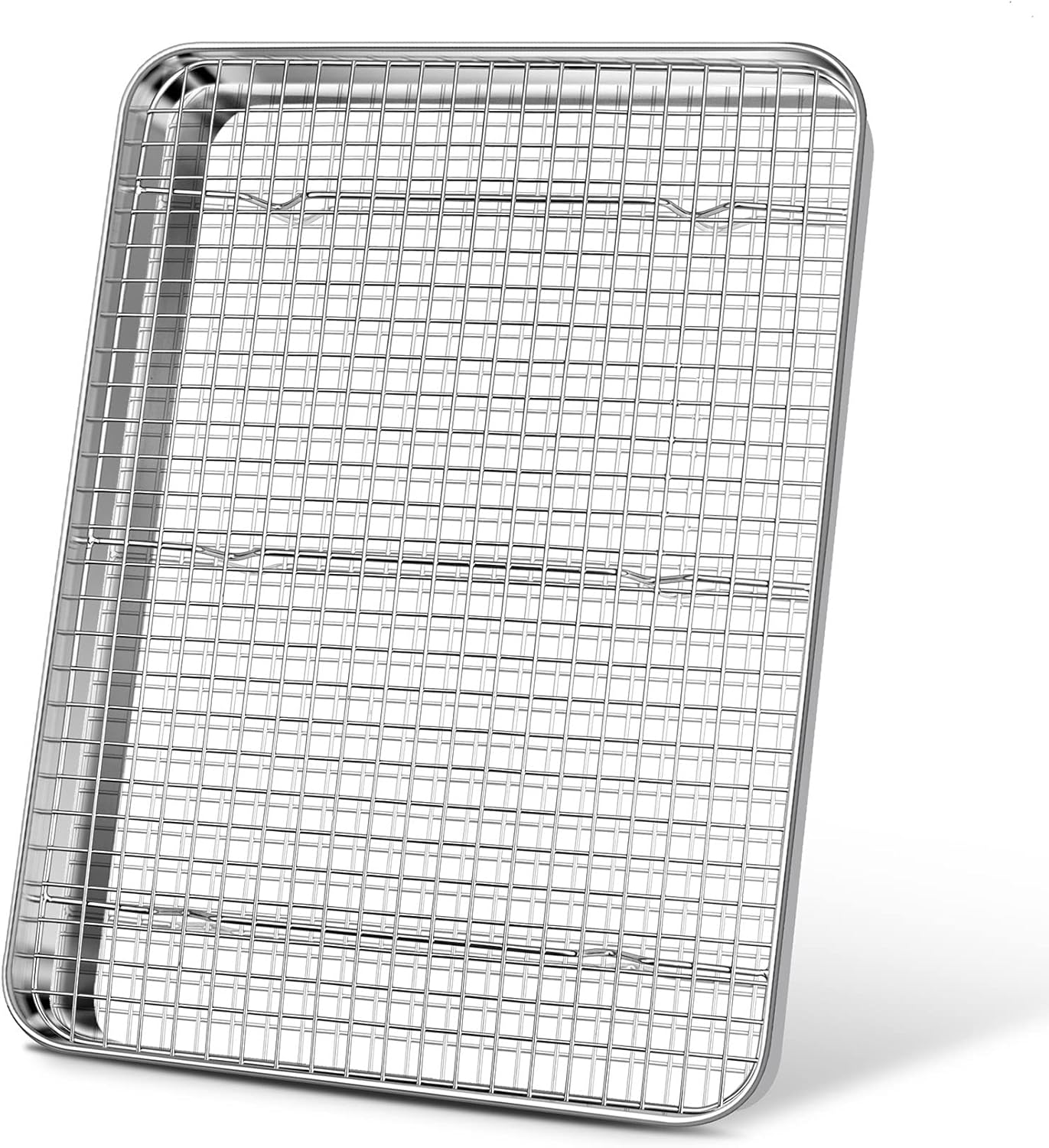 17.5 Inch Baking Sheet Pan with Rack Set, Joyfair Stainless Steel Half Size Oven Cookie Sheet Tray with Cooling Rack, Non-Toxic & Heavy Duty, Mirror Finishes &Easy Cleaning - (1 Pan + 1 Rack)