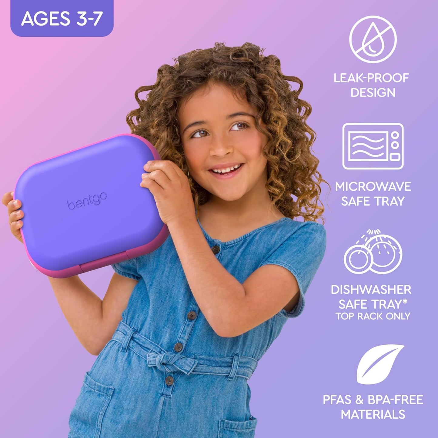 Bentgo Chill Kids Leak-Proof Lunch Box - 4-Compartment Bento Box with Built-In Ice Pack, 3.3 Cup Capacity, PFAS & BPA-Free, Microwave & Dishwasher Safe, Ideal Size for Ages 3 to 7 (Aqua)