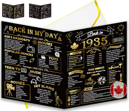 50th Birthday Card, Jumbo CANADA 25x20cm Back in 1975, Gilding Happy 50th Birthday Decoration for Woman, Men, Funny 50 Birthday Gifts for Wife, Husband, Him, Her, Mom