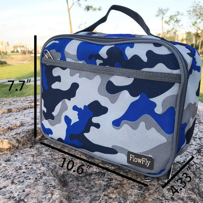 FlowFly Kids Lunch Box Insulated Soft Bag Mini Cooler Back to School Thermal Meal Tote Kit for Girls, Boys, Black
