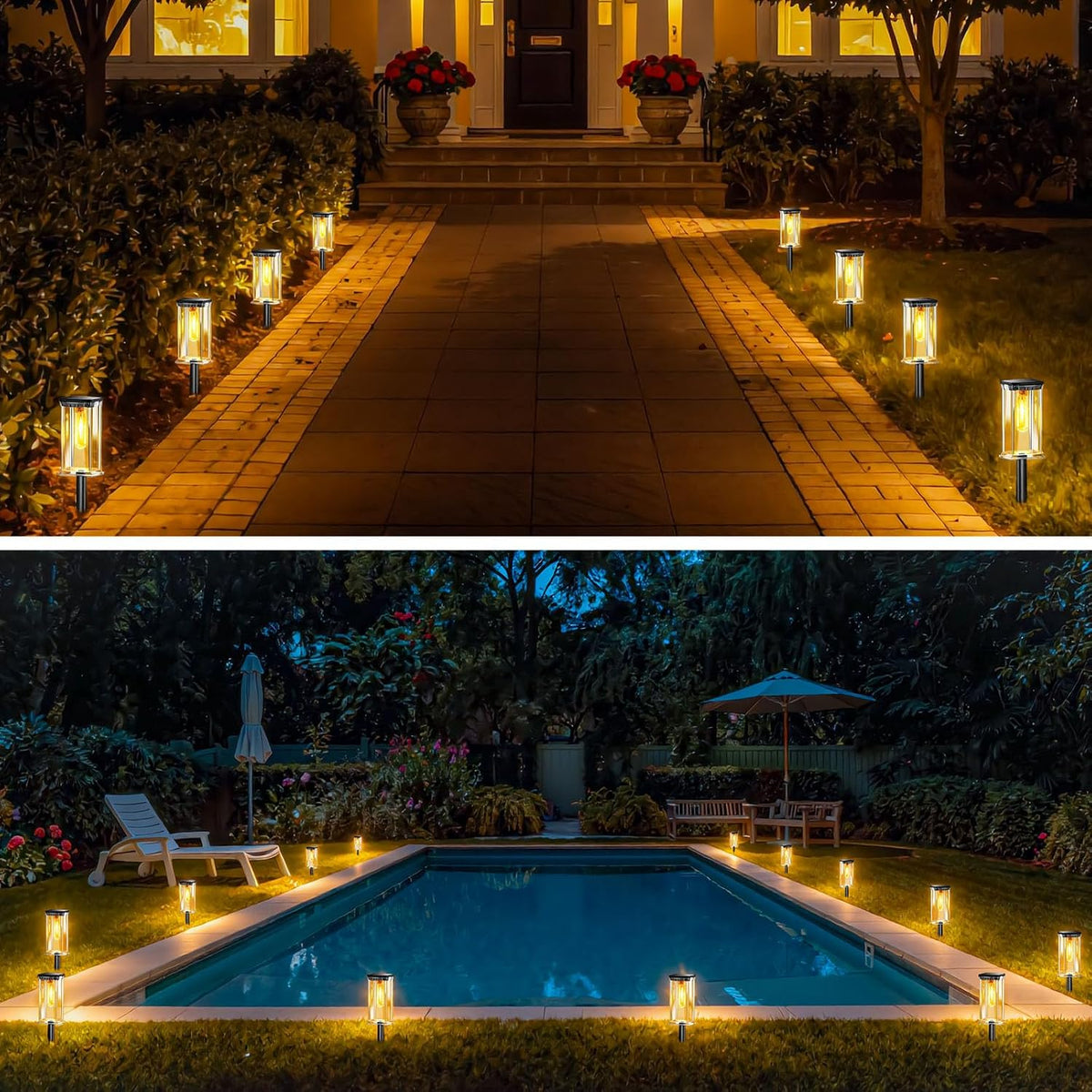 Solar Lights Outdoor, 12 Pack Led Solar Garden Lights Waterproof, Auto On/Off Small Size Outdoor Solar Lights for Patio, Driveway, Yard, Walkway, Pathway Landscape Lighting, Warm White
