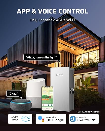 DEWENWILS 300W Wi-Fi Low Voltage Landscape Transformer with 3 Zones, 2.4GHz Smart Low Voltage Transformer, 120V AC to 12V/14V AC, Landscape Lighting Transformer for Outdoor Lights, LED Lights - PuriLite
