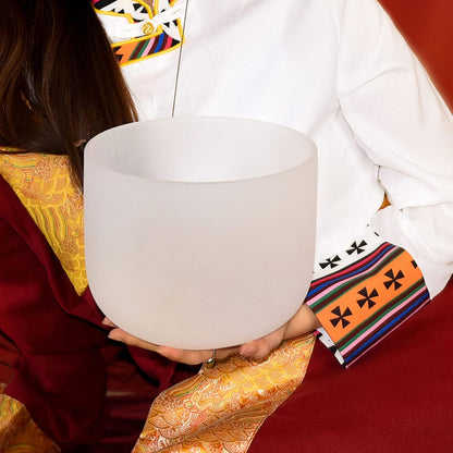 TOPFUND F Note Crystal Singing Bowl Heart Chakra 8 inch with Heavy Duty Carrying Case and Suede Striker