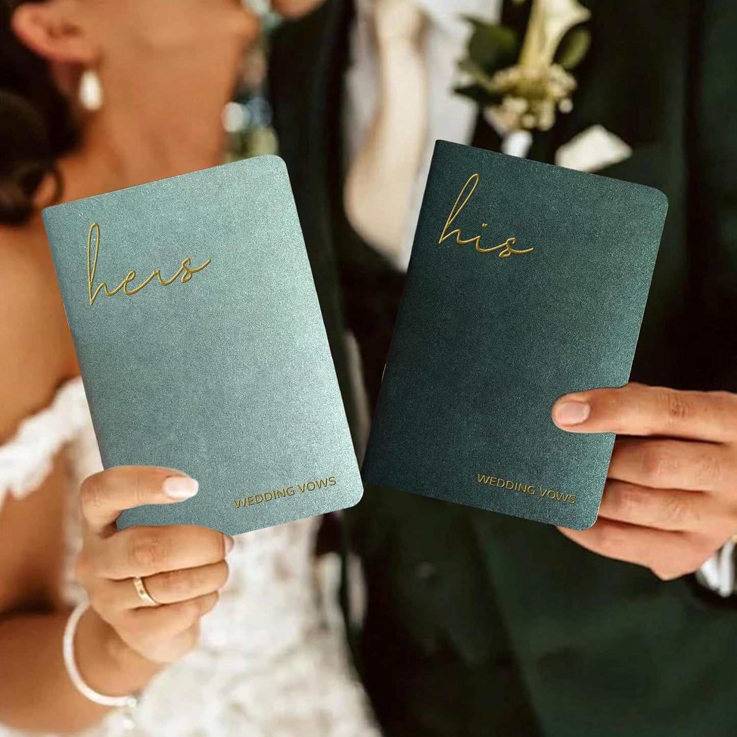 WeddingGiftsWedding Vow Books His and Hers Soft Touch Gold Foil Engraving Vow Books Wedding Essentials Wedding Accessories(TR-HH-Black)